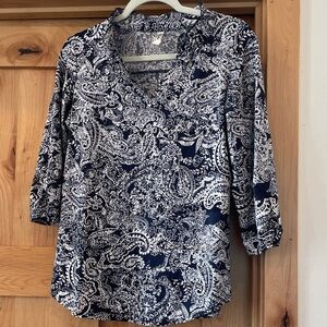 PerSeption Concept Navy & White Paisley V-Neck Tunic